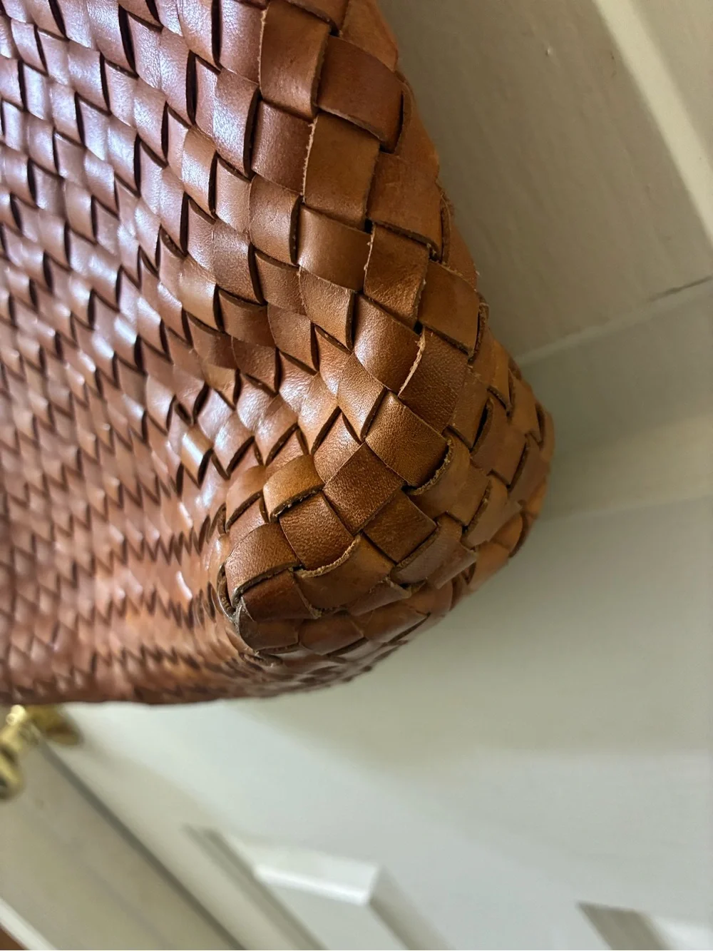 MILANER Elena Handwoven Leather Tote Bag Basket Shopper NWOT